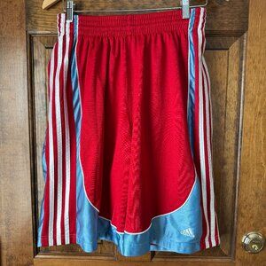 Adidas Red & Blue Basketball Shorts with White Stripe Large